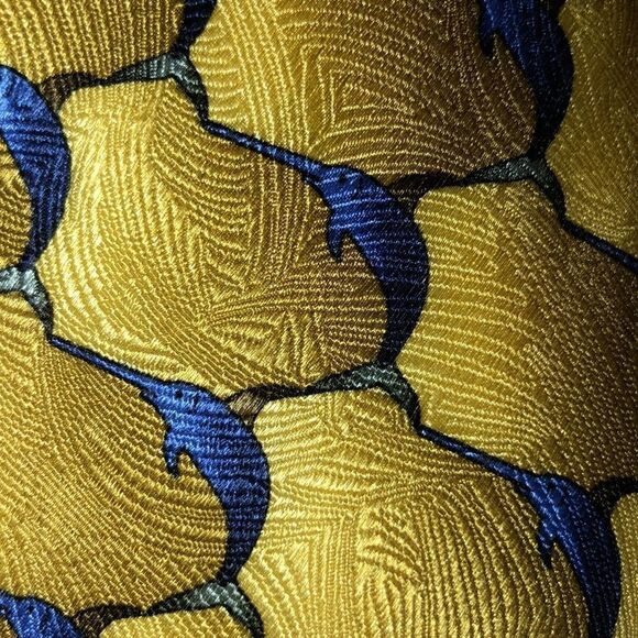 The Nature Conservancy Gold Yellow Royal Navy Blue Swordfish Silk Tie - Picture 7 of 7